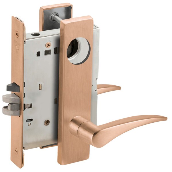 Schlage Grade 1 Entrance Office Mortise Lock, Less Cylinder, 12 Lever, L Escutcheon, Satin Bronze Clear Coat L9050L 12L 612 LH - main